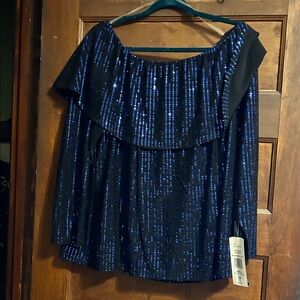 Elegant Black and Blue Sequin Women's Top